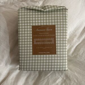SOLD Dairy Boy Green Gingham Duvet Cover Set